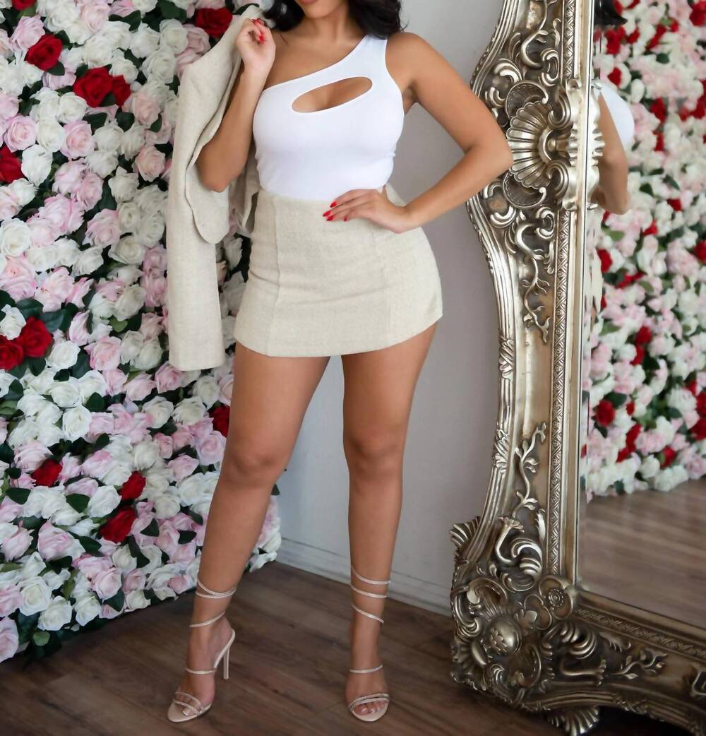 NEW EMORY PARK fraya tweed mini skort in nude
